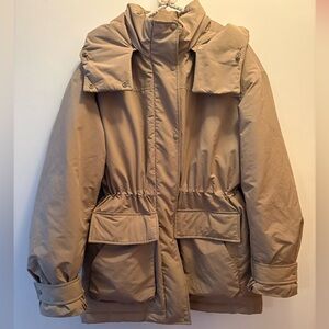 Uniqlo Beige Hooded Puffer Parka